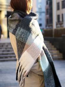 1 chiếc khăn choàng cổ cashmere giả kẻ caro cổ điển dành cho nữ, thời trang thu đông sang trọng, dày dặn và ấm áp, thích hợp cho các hoạt động ngoài trời hàng ngày, ngày tuyết rơi, đi bộ đường dài, hẹn hò và tụ tập vào mùa đông - Nhiều màu - Xem 17