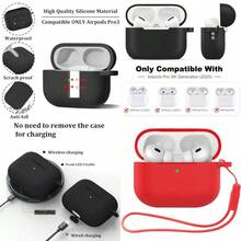 MOIHSING For AirPods Pro 3 Case Soft Silicone Protective Skin Cover Compatible With AirPods Pro Case 3rd Generation 2025 Compatible MagSafe Full Drop Protection Cover With Lanyard Red - Red - View 1