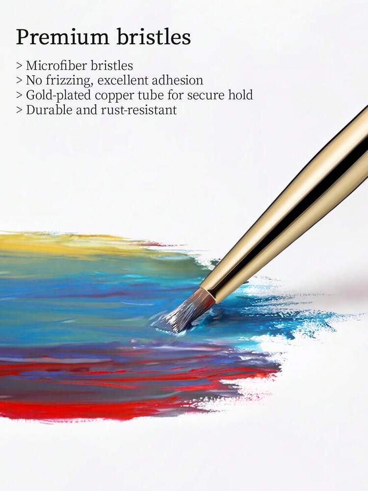 RS NAIL RSNAIL Nagelkonst Triangelpenselpenna Med Gyllene Mässingslock För Målning Ritning Blomma Fjäril Rosett Fin Spets Triangulär Pensel Bekvämt Akrylhandtag Lätt Att Använda Slät Slitstarkt Material Manikyr Nagelkonst DIY Verktyg Perfekt För Nybörjare Och Proffs Nageltillbehör - Gul - Visa 5