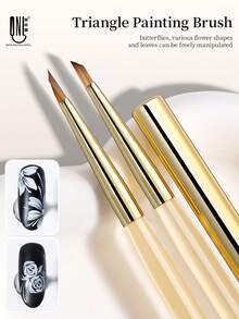 RS NAIL RSNAIL 美甲三角笔，金色黄铜笔帽，适用于绘画、素描、花朵、蝴蝶结图案，细尖三角笔刷，舒适亚克力手柄，易于操作，光滑耐用材质，美甲DIY工具，适合初学者和专业人士，美甲用品。 - 黃色 - 查看 1