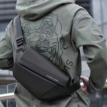 Men's Oblique Shoulder Bag, Functional Cycling Bag, Fashion Messenger Bag, Commuter One Shoulder Bag - Grey - View 2