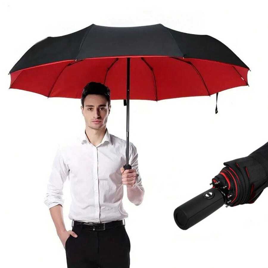 1 Stück umgekehrt faltbarer UV-Schutz-Regenschirm mit 10 Rippen, geeignet für Schule, Büro, Zuhause, Reisen, Frauentag, Reiseaccessoires, Hochzeitsgeschenke, Y2K, Schlafzimmer, Autoaccessoires für Frauen, Küchendekor, süße Sachen - Verschiedenfarbig - Übersicht 1