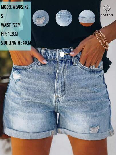 Summer New Casual Loose Washed Plain Color Jeans For Women, American Street Style, Versatile Vacation Vibe