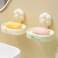 1pc Flower Suction Cup Soap Dish, Luxury No Drill Wall Mounted Draining Soap Holder For Bathroom - Multicolor - View 6
