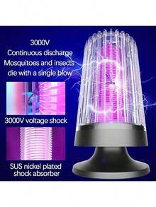 USB betriebene leise Mückenabwehr Lampe, Mückenabwehr Lampe, elektronischer Insektenvertreiber - lila Beleuchtung, Dual-Sensor-Technologie, UV-Licht zieht Mücken an, 360° Rundumschutz, ABS-Material, geeignet für Outdoor und Schlafzimmer, Schlaf schützen, ganzjährig unverzichtbare Mückenfalle - Violett - Übersicht 7