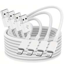 1/2/5 piezas Cable de carga rápida y transferencia de datos USB a Lightning de 20W y 3.3Ft/100cm, compatible con iPhone 14/13/12/11/Pro Max Plus Series - Blanco - Blanco - Ver 3