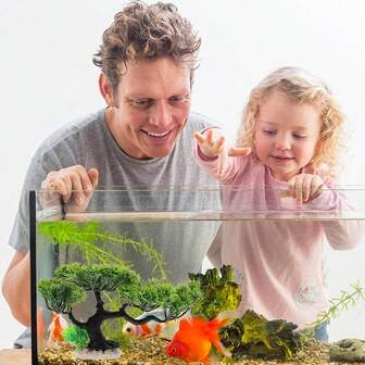 1 件逼真水族箱植物人造树模型，用于鱼缸装饰，栩栩如生的装饰品，为鱼类和爬行动物营造自然环境，水族箱装饰