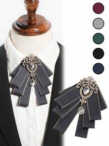 1 Set Of High-End Fashion Bow Tie, Brooch, Bowknot Pin And Lapel Flower.With Elastic Band Easy Wear And Removal.Suitable Parties, Nightclubs And Weddings To Pair With Suits. - 彩色 - 查看 9