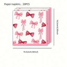 50pcs Pink Bow Birthday Party Themed Disposable Tableware Set, Includes Disposable Plates, Napkins, And Paper Cups , Perfect For Music Festival, New Year's Celebrations,Back-To-School Celebrations - Multicolor - View 16