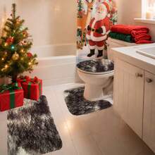 3 Pcs Mixed Color Bath Rugs Set, Bath Rug + Contour Mat + Toilet Seat Cover, Soft Microfiber Water Absorbent And Non-Slip Bathroom Rugs, Machine Washable, Easy To Dry - màu nâu - Xem 5