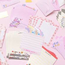 Sanrio 一套包含3个三丽鸥卡通人物（肉桂狗、酷洛米、凯蒂猫、美乐蒂）的文具套装，内含5张5英寸x5英寸信纸、3个5英寸x5英寸信封和1张贴纸，高品质创意学生礼物。 - 均碼 - 查看 12