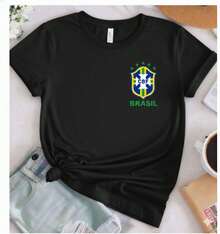 Basic Printed T-Shirt Brazil Coat Of Arms World Cup T-Shirt 100% Cotton Men's And Women's - 黑色 - 查看 1
