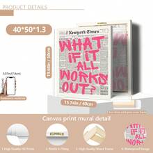 1幅现代黑白报纸风格的帆布海报，主题为“如果一切顺利”，包含积极的肯定语和励志名言。粉色、黑白报纸墙面装饰，粉色报纸印刷品：积极语录宿舍装饰，适用于家居装饰、房间装饰、卧室装饰、客厅装饰、浴室装饰、墙面装饰，可选配画框。 - 彩色 - 查看 13