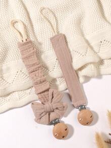 2pcs Baby Pacifier Chain, Fashionable Printed Pacifier Clip And Wooden 3-Hole Pacifier Clip, Suitable For Baby Boys And Girls, Daily Use And Gift - Multicolor - View 20