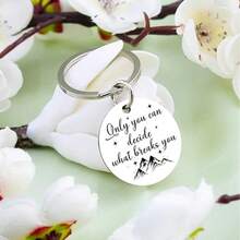 女性爱书人士礼物；爱书人士钥匙扣；读者礼物；爱书女性生日圣诞礼物；只有你能决定什么能打败你；朋友标语钥匙扣休闲派对可爱街头优雅锌合金派对 - 銀色 - 查看 4