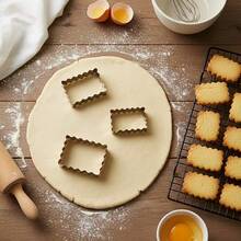 Bộ 3/6 khuôn cắt bánh quy vuông lượn sóng bằng thép không gỉ, khuôn cắt bánh quy vuông/chữ nhật có rãnh, dụng cụ tạo hình fondant DIY, thích hợp cho nhiều bữa tiệc ngày lễ. - Bạc - Xem 7