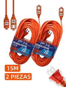 EXTENSIÓN ELÉCTRICA MULTICONTACTO USO RUDO 15 METROS 4 ENCHUFES - Tipo de Enchufe A USA (110-127V) - Ver 13