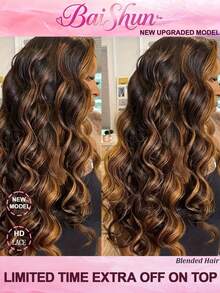 200 Density HD Lace Front Wigs Human Blended Hair Body Wave Human Frontal Hair Wigs For Women Pre Cut Pre Plucked Brazilian Virgin Hair 13x4 13x6 5x5 Lace Frontal Wig Glueless #4/27 Honey Blonde Ombre Highlight 24 Inch - SP4/27 - View 2