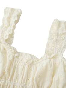 Ladies' Summer Dress, Floral Embroidery, Ruffled Shoulder Straps, Backless, Large Hem, Loose Summer Sleeveless Dress, Casual Party A-Line Dress. Soft, Lightweight, And Breathable Fabric Keeps You Cool And Away From Hot Weather. Very Suitable For Leisure, Clubs, Holidays, Outdoor Activities, Parties, Beaches, Vacations, Work, Daily Life, And Dating. - 黃色 - 查看 6