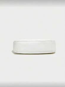 新款时尚经典多功能PU防水材质，饰以字母图案，纯色新月形单肩包，链条单肩/腋下包，樱桃吊坠装饰，时尚女士单肩包，商务通勤包，轻便，适合购物和聚会，易于携带。 - 白色 - 查看 4