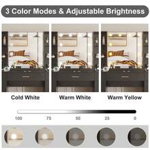 Farmhouse - Juego de Cambiador con Espejo Iluminado, Cambiador de Maquillaje Moderno de 56 Pulgadas con estación de Carga y estantes de Almacenamiento, Cambiador de recámara para Mujeres y - Negro - Ver 6