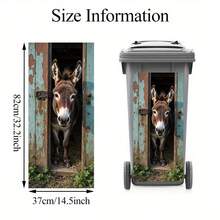 1张驴子偷看垃圾桶贴纸 - 逼真微笑的驴脸PVC防水亮面，农场动物门/垃圾桶贴纸，适用于室内/室外（冰箱、围栏） - 易撕易贴（1张） - 驴子，2D平面 - 彩色 - 查看 4