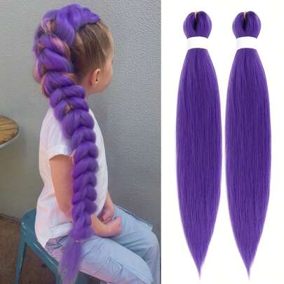 26 Inch Purple Braided Ponytail - Synthetic Fiber Hair Extension With Elastic Band - Purple Wig Extension For Women & Girls - Suitable For Stage, Party, Christmas, Cosplay And Holiday Celebrations, Kpop Anime Characters With Purple Long Hair
