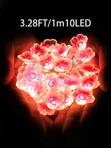 1串暖粉色樱花铜线灯串，10/20/30/50颗LED装饰灯串，粉色樱花仙女灯串，电池供电，适用于情人节、卧室、客厅、花园、婚礼、节日等装饰（不含电池） - 暖光 - 查看 13