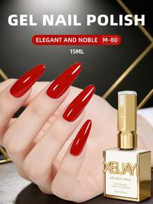 1瓶15毫升红色纯凝胶指甲油，持久浸染式UV/LED高饱和度，坚固耐用，沙龙级设计，适合女性指甲 - 紅色 - 查看 1