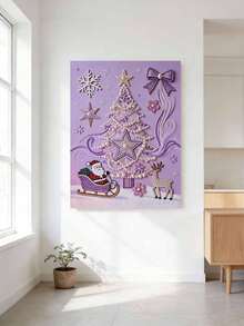 1套，新款珍珠画圣诞树，圣诞老人图案，钻石画套装，5D DIY珍珠形钻石局部钻石画套装，适用于家居客厅、卧室、书房等墙面装饰艺术，惊喜礼物，圣诞节、新年礼物、生日礼物。 - 彩色 - 查看 2