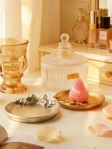 1件套奢华蝴蝶结装饰首饰托盘套装 - 优雅金/银金属收纳盘，适用于梳妆台、衣柜和浴室 | 多形状（圆形/方形）装饰托盘，可放置耳环、戒指、项链和小件化妆品 - 彩色 - 查看 4