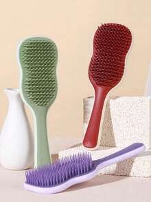 1pc Natural Soft Hair Brush, Hair Brush, Back Brush, Hair Brush, Essential For Holidays, Scalp Massage Brush With Non-Slip Handle, Suitable For Curly, Straight, Dry Or Wet Hair - Multicolor - View 10