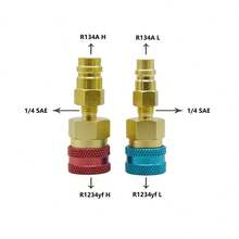 2Pcs R1234yf To R134a Adapter, Quick Couplers Kit R1234yf Refrigerant Recharge Kit, High/Low Side R134a To R1234yf Adapters For R1234yf/R134a Car Ac Refrigerant System Evacuation Recharging