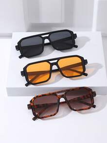 3pcs Vintage Square Leopard Print Glasses Sets For Men - Multicolor - View 4
