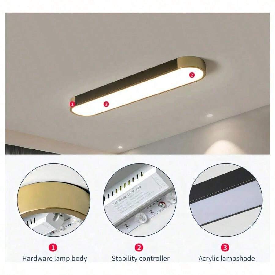 Lámpara de Techo Modernos LED 36W Regulable Para Sala Cocina Decorativas Luz Blanca Cálida a Fría - Negro039-9 - Ver 1