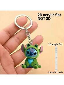 2D打印亚克力钥匙扣，绿色青蛙缝线设计，可爱包包挂饰，汽车钥匙扣，派对礼品钥匙扣，卡哇伊包包配饰，汽车钥匙链，拼写吊坠 - 送给朋友、家人或爱人的完美生日礼物，2D平面情人节礼物，粉色钥匙扣，斋月礼物 - 彩色 - 查看 4