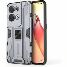 Case For Reno 8 Pro/Reno 8 Pro+ - Shock Absorbing Protective Soft TPU And Hard PC Case With Stand - Gray - Gris - View 1