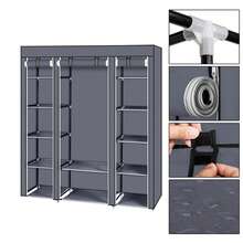 69" Gray Portable Clothes Closet Wardrobe – Non-Woven Fabric, Quick Easy Assembly, Extra Strong & Durable Storage Organizer For Bedroom Dorm Apartment - Grey - View 5