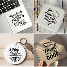 4pcs German Dogs Quote UV Transfer Stickers | Self-Adhesive Plastic Decals For Crafts, Mugs, Laptops & Water Bottles | High-Quality Prints, Durable, Festive Designs, Plaid Pattern By EYESWEB