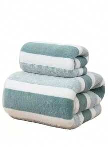 2条装速干超柔软超细纤维毛巾套装，吸水性强，适用于健身房、海滩、旅行、家庭浴室等场所，聚酯纤维材质，是商业清洁的理想之选，也是一份很棒的礼物。 - 彩色 - 查看 5