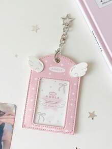 1件套女孩心形天使翅膀3英寸镂空吊坠卡片套装 学生追星者小卡片展示卡套装 校园卡包 - 彩色 - 查看 10