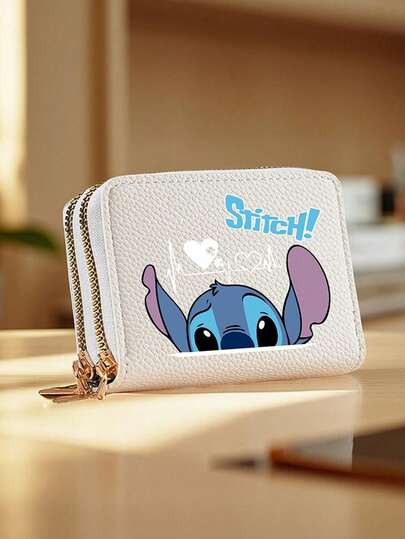 1 件装拼接印花双拉链钱包，短款零钱包带卡槽，大容量信用卡夹层和零钱袋，多种颜色可选，休闲百搭，适合青少年、女性、学生、男女通用，旅行和返校必备，旅行配件