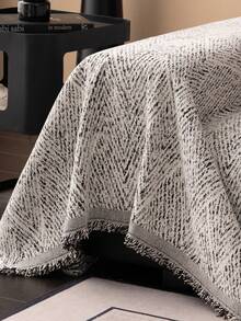 1件雪尼尔沙发毯，几何图案沙发套，宠物防抓沙发保护套，可机洗家居装饰，适用于L型组合沙发、双人沙发和三人沙发，节日装饰（单独出售） - 黑與白 - 查看 5