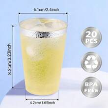 10入 銀邊杯，6.76盎司（約200毫升）透明可重複使用婚禮杯，優雅銀邊派對杯，適用於雞尾酒、香檳、啤酒、馬丁尼、甜點，非常適合派對與婚禮 - 銀色 - 查看 7
