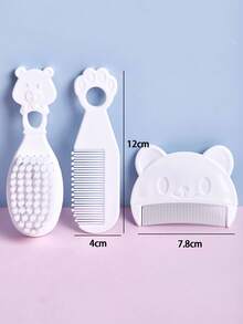 3件套婴儿梳子套装 - 小熊造型梳子，用于去除胎脂；新生儿梳子和按摩梳，可用于洗澡；柔软刷毛，适合婴幼儿使用。 - 彩色 - 查看 3