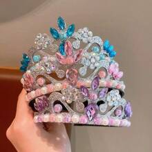 1pc Girls' Cute Princess Style Crystal Crown Headband - Hairband - View 2