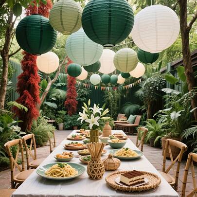 12个优雅鼠尾草绿纸灯笼 - 波西米亚丛林主题派对装饰，适用于婚礼、新娘送礼会、生日、周年纪念、毕业典礼