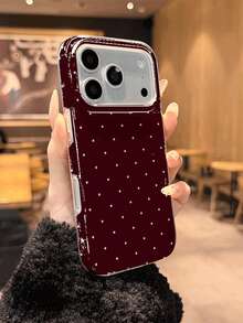 GIIPPA 1pc Burgundy Polka Dot Print Design Phone 17 Pro Max Case, Fits 16 Pro Max, 15 Pro Max, 14 Pro Max, Korean Stylish & Interesting Phone Case, Compatible With 11/12/13/14/15/16 Pro Max Plus, Elegant Design Suitable For Both Men And Women, Ideal Gift For Girlfriend On Christmas, Valentine's Day, Easter, Wedding Season And Birthday - Burgundy - View 6