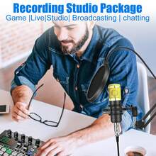 Podcast Equipment Bundle Audio Mixer All-In-One Podcast Production Studio With 3.5mm Microphone For Live Streaming, Podcast Recording, PC, Smartphone, DJ Mixer, Audio Interface With Studio Condenser Microphone, Plug-And-Play Live Sound Card, Perfect For Streaming, Singing, And Gaming For Computer Recording, Game Voice Communication, Music Recording, Home Use, 1200mAh - Black - View 8