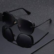 复古时尚朋克蒸汽风格眼镜，方形金属镜框男女通用眼镜 - A - 查看 5